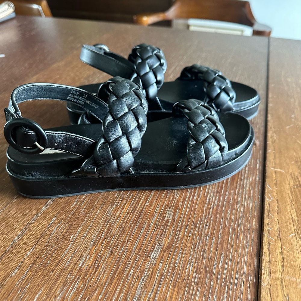 Steve Madden Black Braided Slingback Sandals - Picture 6 of 7